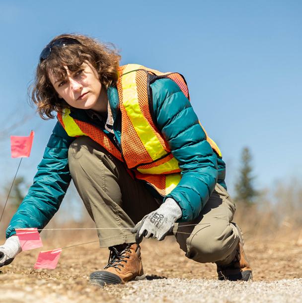 KC on placement working in the field.