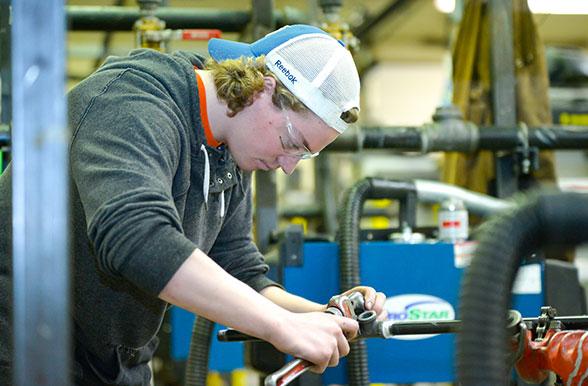 Plumbing student in the lab