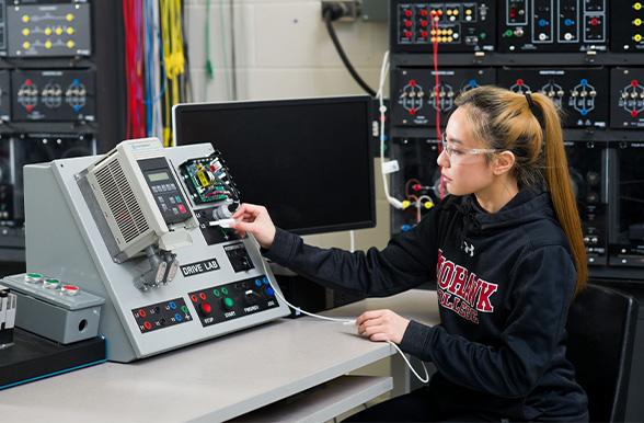 mohawk student in the electrical lab